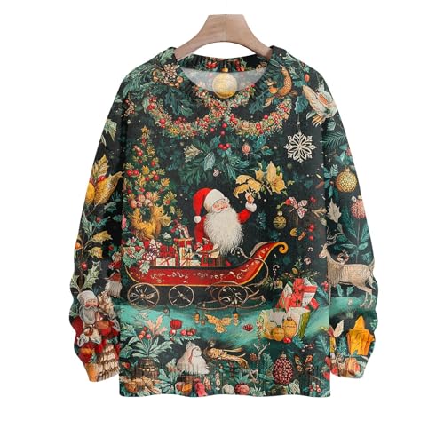 Womens Ugly Christmas Sweaters Snowflake Reindeer Long Sleeve Knit Xmas Sweater Pullover3