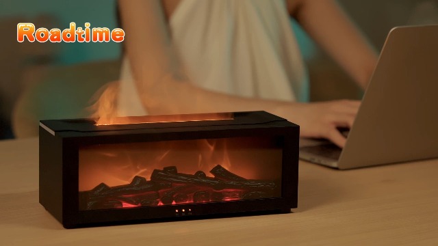 Aroma Diffuser Mit Flammeneffekt, 360 Ml – Luftbefeuchter & Nachtlicht, 7 Farben, Timer, Für ätherische Öle, Schwarz