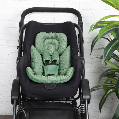 Image of Infant Car Seat Insert Boy Girl, 3 in 1 Newborn Carseat Insert with Strap Pads, Car Seat Head Support for Baby Strollers, Swings, and Bouncers, Comfortable and Machine Washable, Forest Green