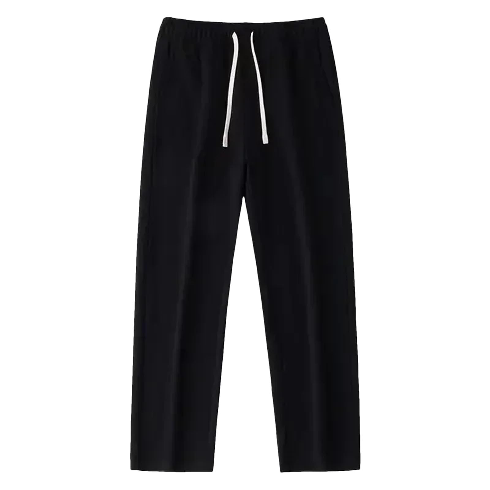 Mens Solid Casual Sweatpants with Drawstring Closure Long Length Loose Fit Mid Waist Straight Leg for Shopping