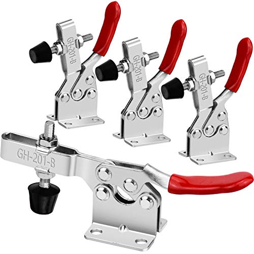 🔥 Hot Deals 4 Pack Heavy Duty Toggle Clamp GH-201B 220 Lbs / 100kg Holding Capacity Horizontal Toggle Clamp Latches, Quick Release Jig Clamps for Woodworking