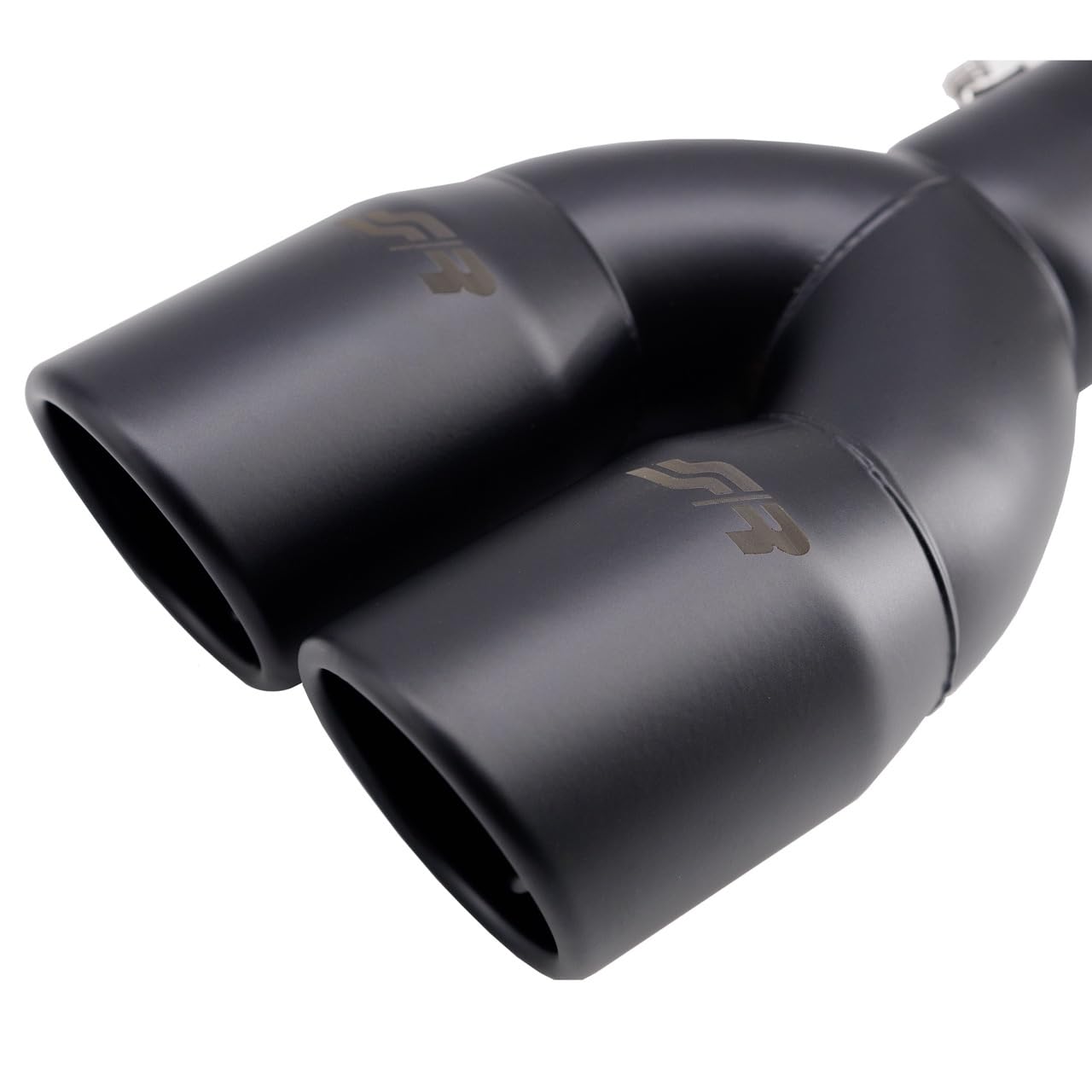 Simoni Racing Auspuffblende Doppel Rund/Schräg Edelstahl Schwarz - Ø76xL230mm - Anschluß ->58mm