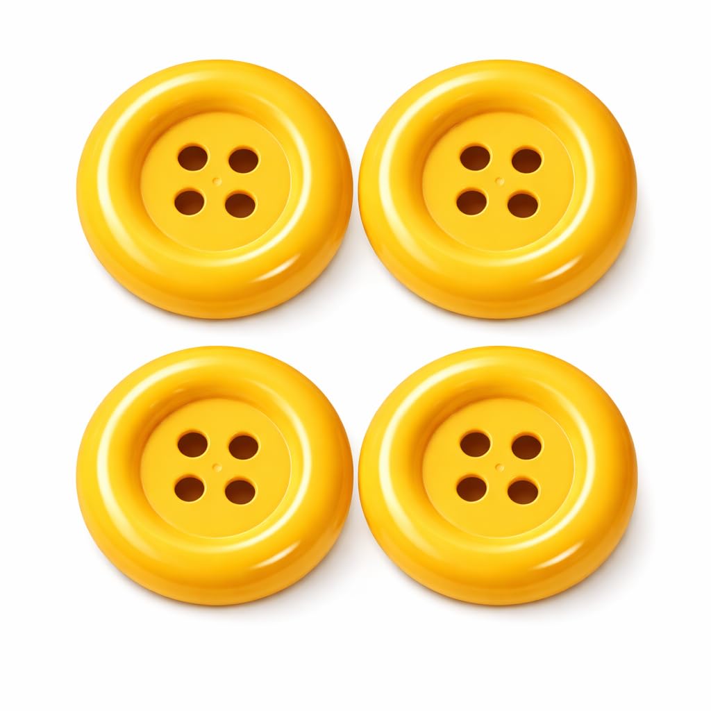 4 x Extra Large Yellow Buttons - Inspired by Mario & Waluigi, Ideal for Carnival & Fancy Dress Costumes, Perfect for Adult Dungarees for Men & Women