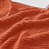 EMME Musselin Decke 150x200 cm – 4-Lagen Melange-Gewebe, Oeko-TEX 100, Weiche Tagesdecke und Kuscheldecke aus Baumwolle für Sofa & Bett,Melange Rostrot