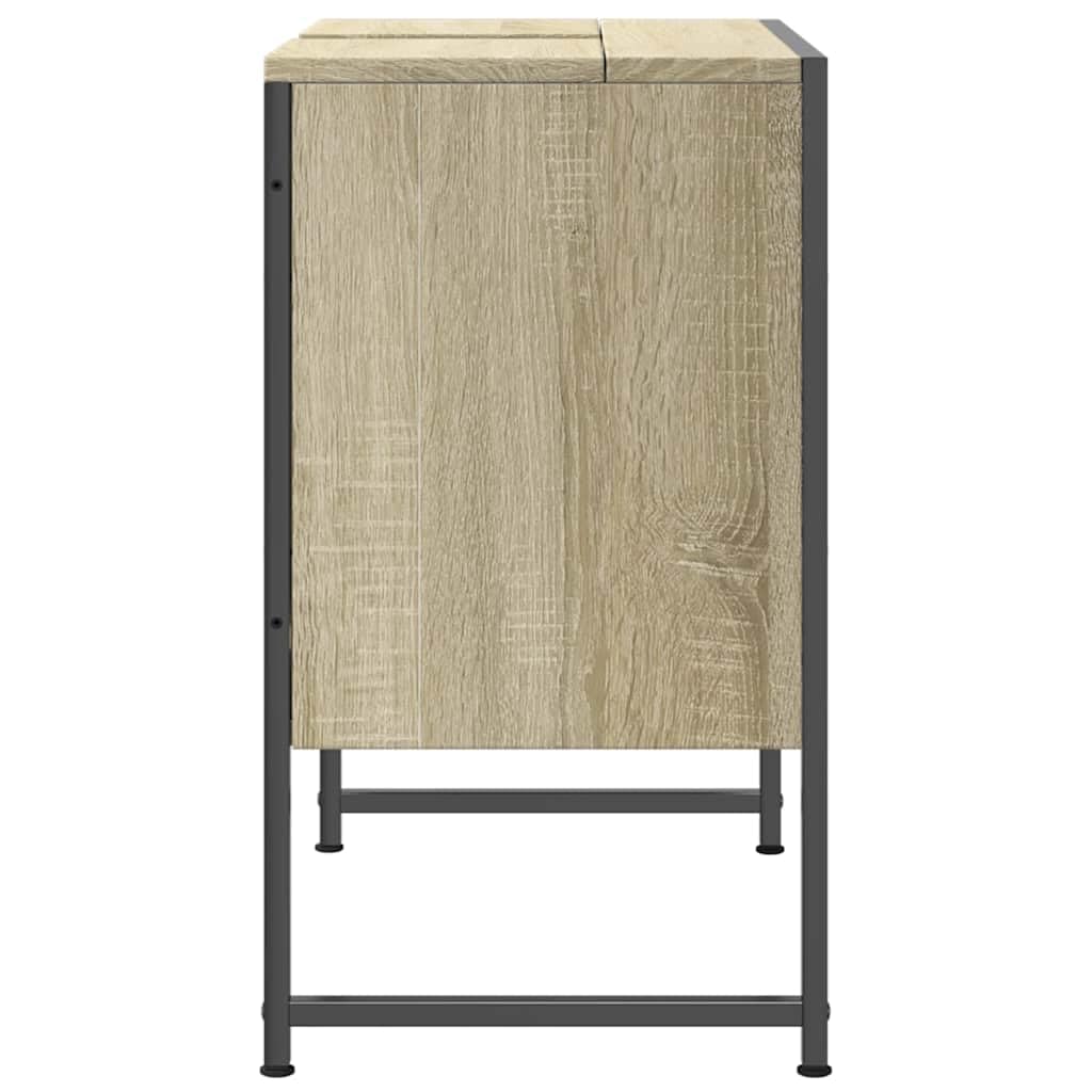 Mobile sottolavabo in rovere Sonoma, 60 x 33 x 60 cm, in legno con vano portaoggetti, mobile da bagno con anta e scomparto per bagno, salvaspazio, adatto per WC e lavabo degli ospiti