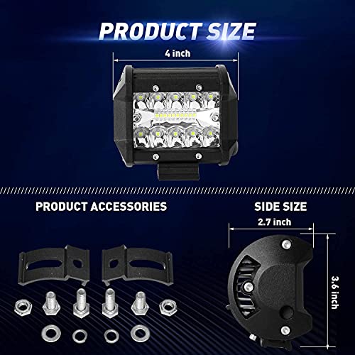 Falconstar Led Work Light Pods, 4 Inch Led Light Bar With 2.5 Inch Towing Hitch Mount Brackets Led Bar For Truck Trailer Suv Pickup Fit Dual Led Off-Road Driving Light Bar #TOP1