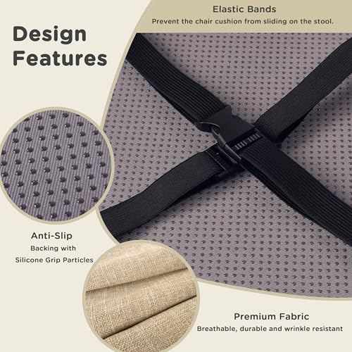 Image of AddGrace Round Bar Stool Cushions 2 Pack Bar Stool Seat Cushion Non Slip Round Chair Pads with Removable and Washable Cover 12x12 Inch Beige