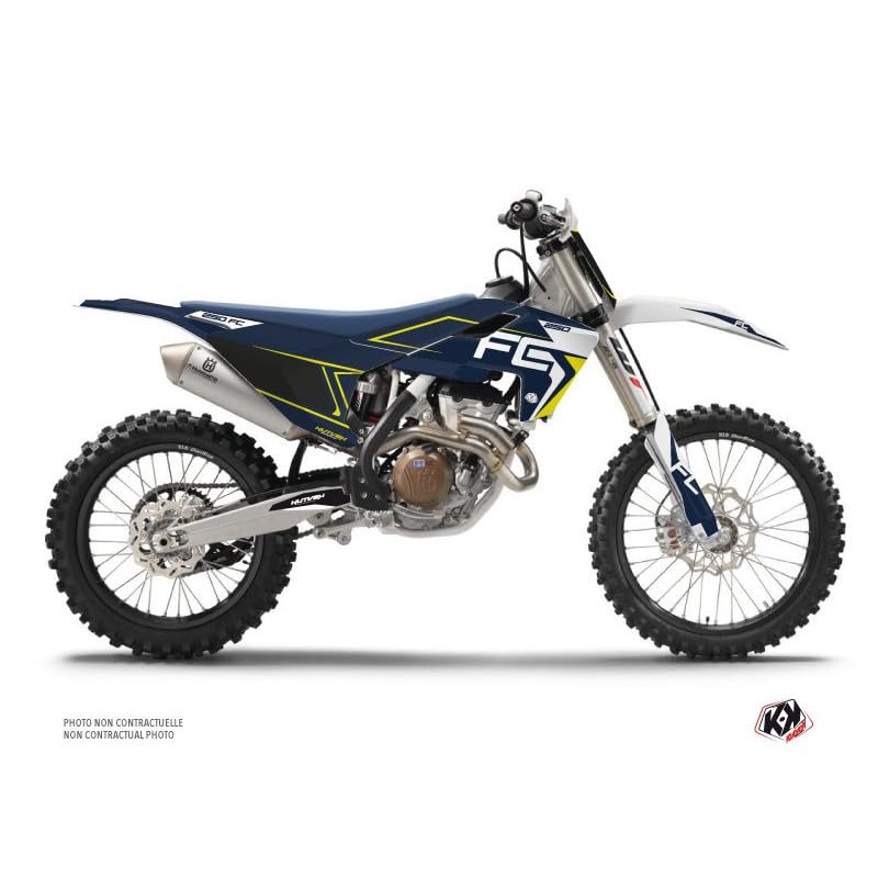 Kit Deco Moto Cross Halftone Husqvarna Fc 250 Blanc Bleu pour le circuit