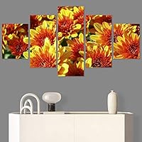 SIGNWIN 5 Panel Canvas Wall Art Modern Art Bouquet Colorful Cool Floral Group Multicolor Photography Realism Romantics for Home Decorations Ready to Hang - 60
