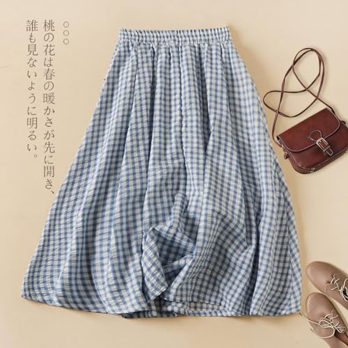 chouyatou Women's Vintage Plaid Elastic Waist A Line Pleated Swing Midi Long Skirt with Pockets2