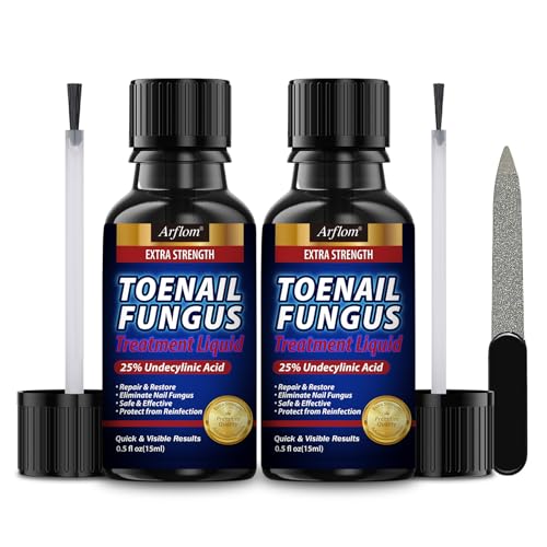 Toenail Fungus Treatment Extra Strength : 25% Undecylenic Acid Toe and Finger Nail Fungus Remover - Fast Acting Fungal Nail Revitalizer with Tea Tree Oil by Arflom 2pcs