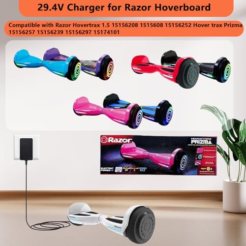 Image of 29.4V Charger for Razor Hoverboard Compatible with Razor Hovertrax 1.5 15156208 1515608 15156252 Hover trax Prizma 15156257 15156239 15156297 15174101 Power Adapter Cord