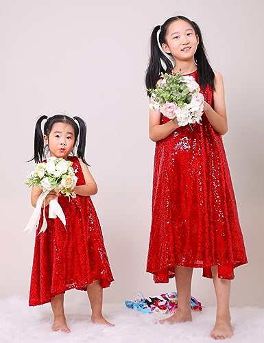 YIYI Flower Girl Dresses Sequin A-line Birthday Party Flutter Prom Princess Dresses Sleeveless with Cute Headband3