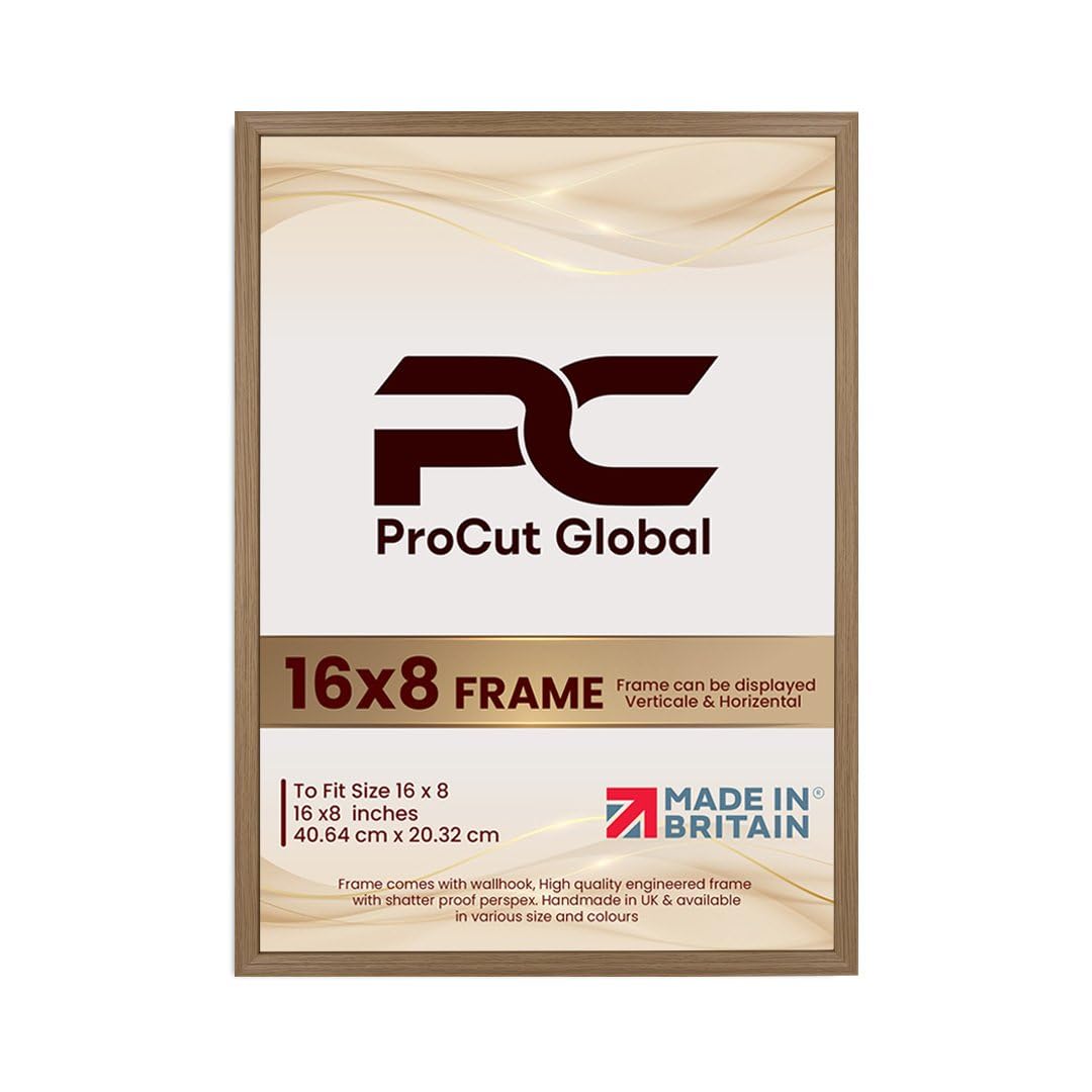 Procut Global 16X8 Oak Picture Frames - Classic Wooden Photo Frame with Shatterproof Perspex for Wall or Tabletop - Perfect for Posters, Certificates & Prints - Sizes & Colors Available โ image 1