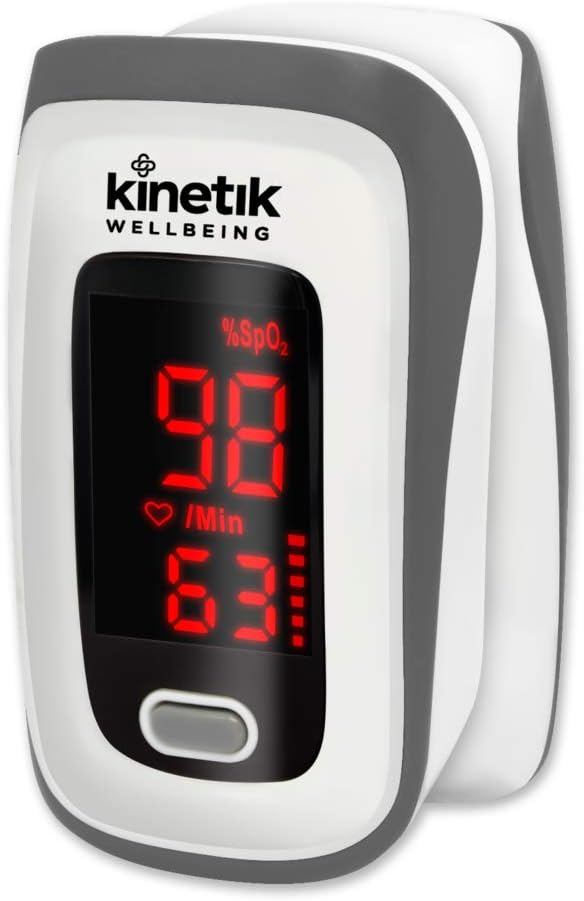 Kinetik Wellbeing Finger Pulse Oximeter - Heart Rate Monitor Used by the NHS, Blood Oxygen Saturation Monitor for Adults & Kids, Accurate Sats Pulse Heart-Rate - In Association with St John Ambulance