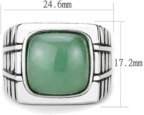 Miniatura 2 de Jewelry Store by Erik Rayo Anillo Color Plata Para Hombres y Ninos de Acero Inoxidable Piedra Lisa Color Jade 13
