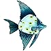 Price comparison product image Metal and Glass Fish Wall Art - 32cm - Perfect Patio Hanging Beach Decor