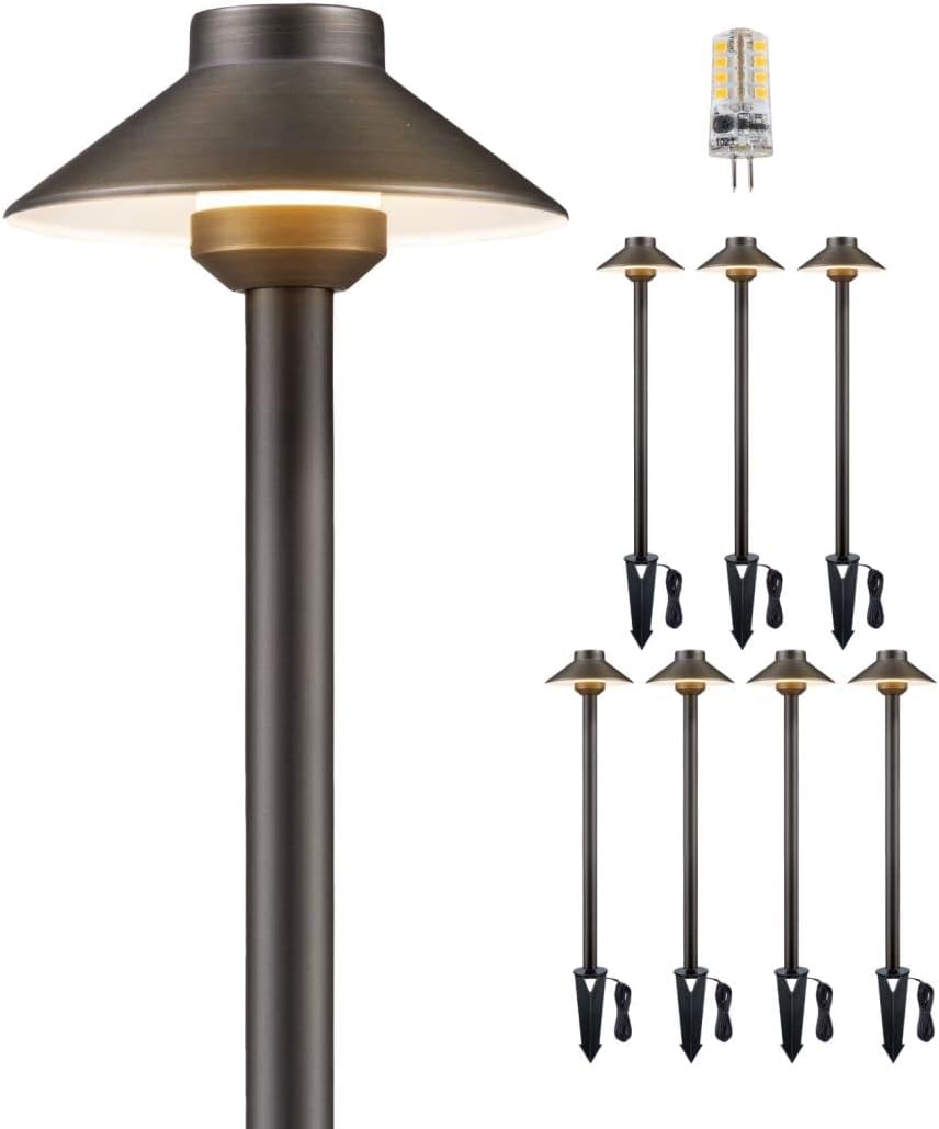 Gardenreet LED Pathway Lights Brass, 12V Landscape Path Lights Wired