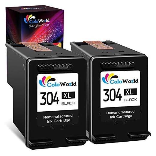 ColoWorld Renoverade 304 304XL bläckpatroner för 304 XL 2 svart för hp Envy 5010 5020 5030 5032 5055 Deskjet 2600 2620 2622 2632 2630 2633 2652 3720 3730, 3735 3750 3755 3764 AMP 130 skrivare