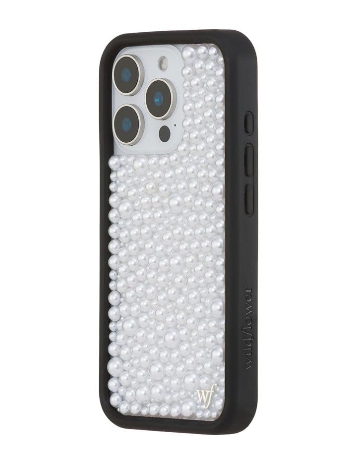 Image of Wildflower Cases - iPhone 16 Pro Compatible - Pearl - White | Impact-Certified 6.5 ft Drop Protection Case, Raised Protective Bumper, Cute Aesthetic Design, Women-Owned Small Business