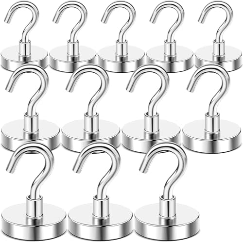 Image of DIYMAG Magnetic Hooks,170lbs Heavy Duty Magnets with Hook Silver 12 Pack