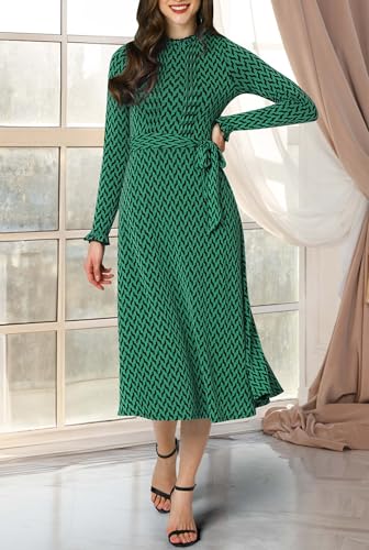 Image of KOH KOH Womens Long Sleeve Semi Formal Work Elegant Pockets Mini Midi Dress