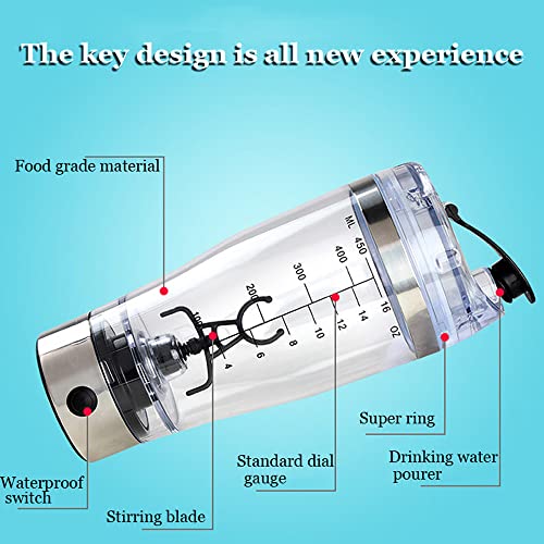 Garrafa Shaker de Proteína Elétrica USB Recarregável Copo de Mistura Garrafa Esportiva Livre de BPA