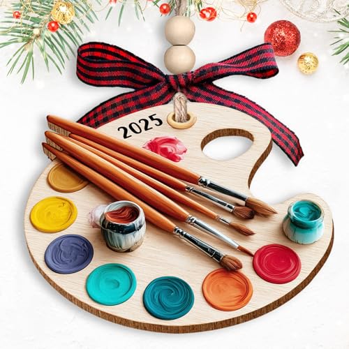 MAPDTWO Artist Ornaments for Christmas Tree - Artist Palette Christmas Ornament - Gifts for Art Lovers, Boys, Girls, Women, Men, Artists - 2D Wood Ornament 2025