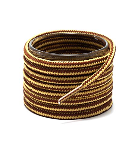 Shoemate Round Boot Shoelaces for Work Boots, Hiking Shoes and Walking Boots, Shoe Strings, Yellow/Brown, 36'(91cm) 12-LianghuangZong JAR-91-12