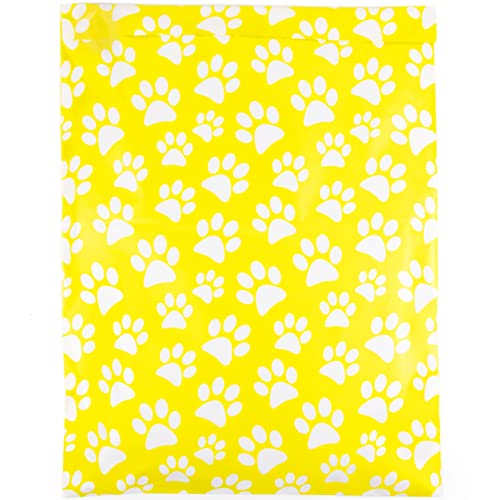 Image of Inspired Mailers - Large Poly Mailers 14.5 x 19 - 50 Pack - Yellow Puppy Paw Prints - Cute Shipping Bags - Large Mailing Envelopes - Large Shipping Envelopes - Mailers Poly Bags