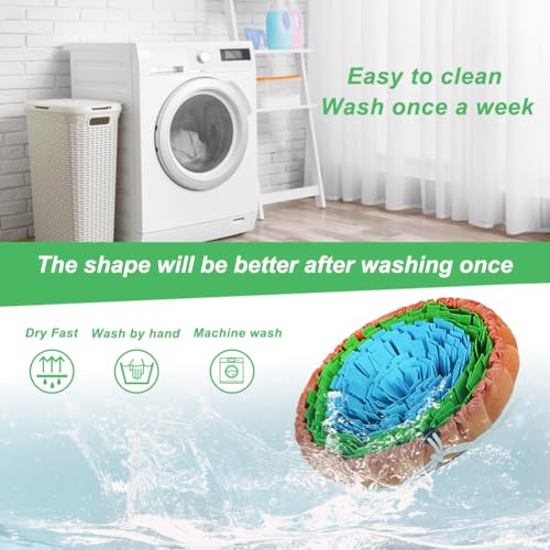 Vivifying Snuffle Mat for Dogs, Adjustable Treats Feeding Mat for Slow Eating and Keep Busy, Interactive Dog Puzzle Toys Encourages Natural Foraging Skills and Smell Training (Blue Green)