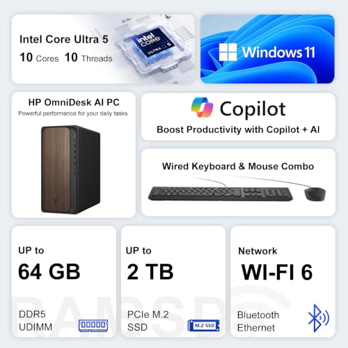 Image of HP OmniDesk Business Desktop Computer Ultra 5 225, 16GB DDR5 1TB SSD