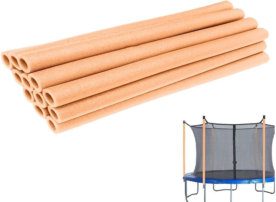 12PCS Trampoline Pole Foam Sleeves, 88cm Waterproof Round Tube Protective Trampoline Spring Cover Padding, Foam Tubing Protective Trampoline Net Pole, Trampoline Accessories (Orange)