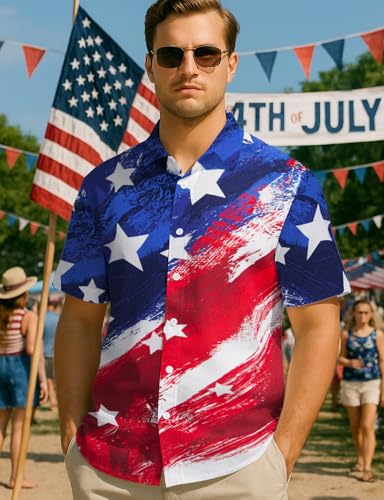 Image of Yoimira Hawaiian Shirts for Men, Print Mens Casual Short Sleeve Button Down Shirts Floral Aloha Beach Shirt