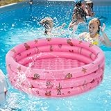 Dhqkqg Planschbecken für Kinder, 100x35cm Aufblasbares Kinderpool Planschbecken, Aufblasbarer Pool, Kinderpool, Runder Aufblasbarer Kinderpool für Kinder Outdoor Garten Hinterhof Wasserspiel (Rosa)