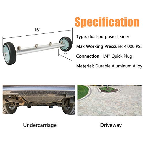 EDOU 16-Inch Dual-Purpose Undercarriage Pressure Washer Cleaner,Power Washer Surface Cleaner Attachment, with 45 Degree Angled Wand,4000 PSI