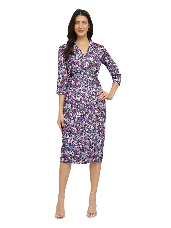 Floral Sheath Dress - Purple-image-47