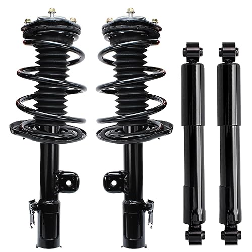 Image of Detroit Axle - 4pc Struts Shocks for 2006 2007 2008 2009 2010 2011 2012 Toyota RAV4 [3.5L] Complete 2 Front Strut w /Coil Springs 2 Rear Shock Absorbers Replacement Ready Quick Strut Assembly