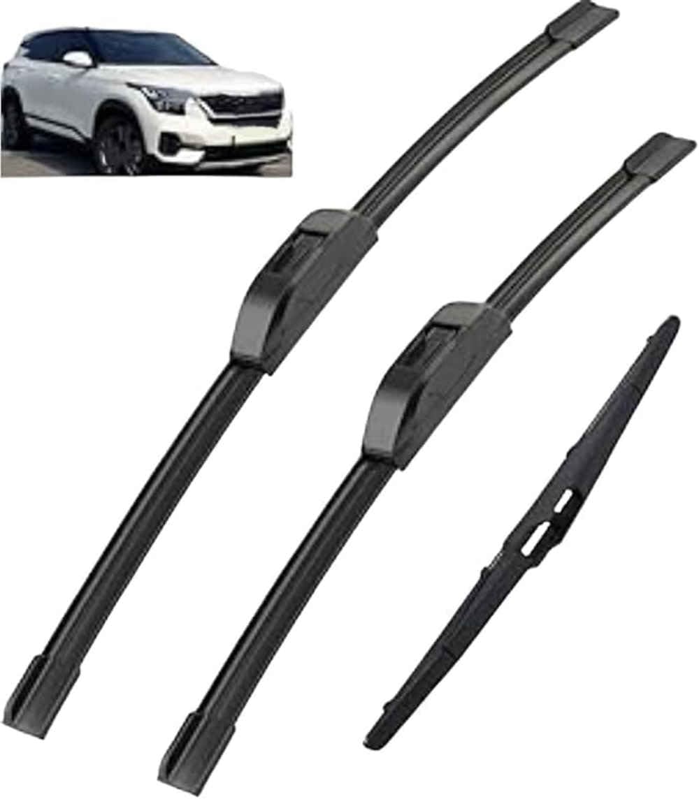 NYSLDSCO Premium Exact Fit Windscreen Wiper Blades for Kia Seltos 2019-2022 2023 24+18+11in Durable Natural Rubber Easy Fit for a Quiet and Streak Free Wipe