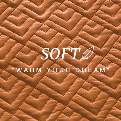 EXQ Home Quilt Set Full/Queen Size Umber 3 Piece,Lightweight Soft Coverlet Modern Style Squares Pattern Bedspread Set(1 Quilt,2 Pillow Shams)