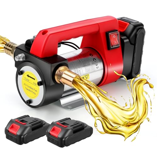 GEARLASSO 21V 260W Dieselpumpe Akku Kabellose Elektrische Dieselpumpe 45L/Min mit 2x2000mAh Akku, Tragbare Kraftstofftransferpumpe für Traktor, Wohnwagen, LKW, Boot für Diesel Kerosin
