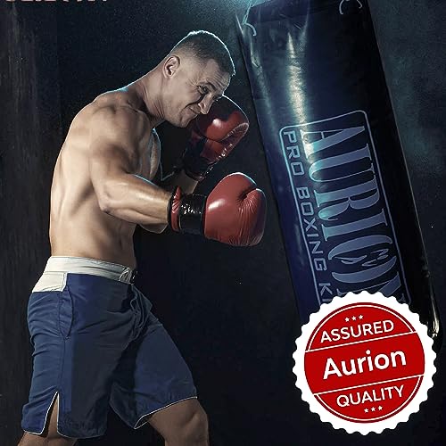 Image of Aurion 2 Feet Synthetic Leather Filled Punching Bag | Boxing Bag with Hanging Chain | Boxing - Black 2 Feet / 24 Inches