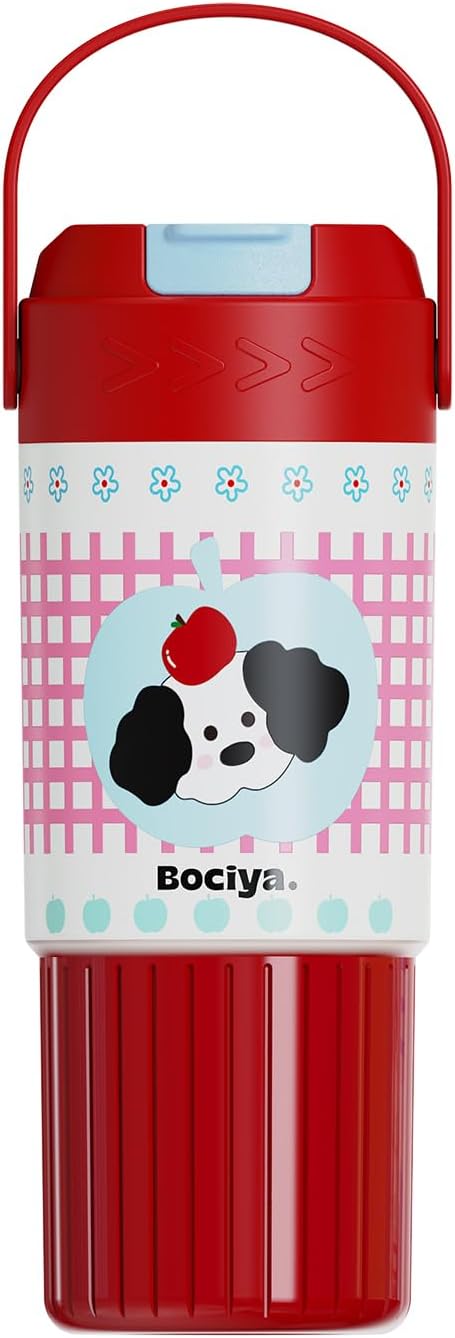 ZZT Cute Animal 23 oz Insulated Tumbler with Straw and Lid, Stainless Steel School Travel Working With Dust Cap,Great Gifts for Women & Girls (Red)