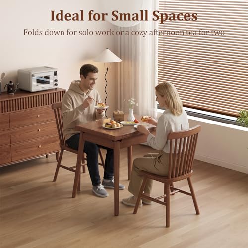 Solid Wood Small Dining Table for 2-6, 23.6"L-47.2"L Expandable…