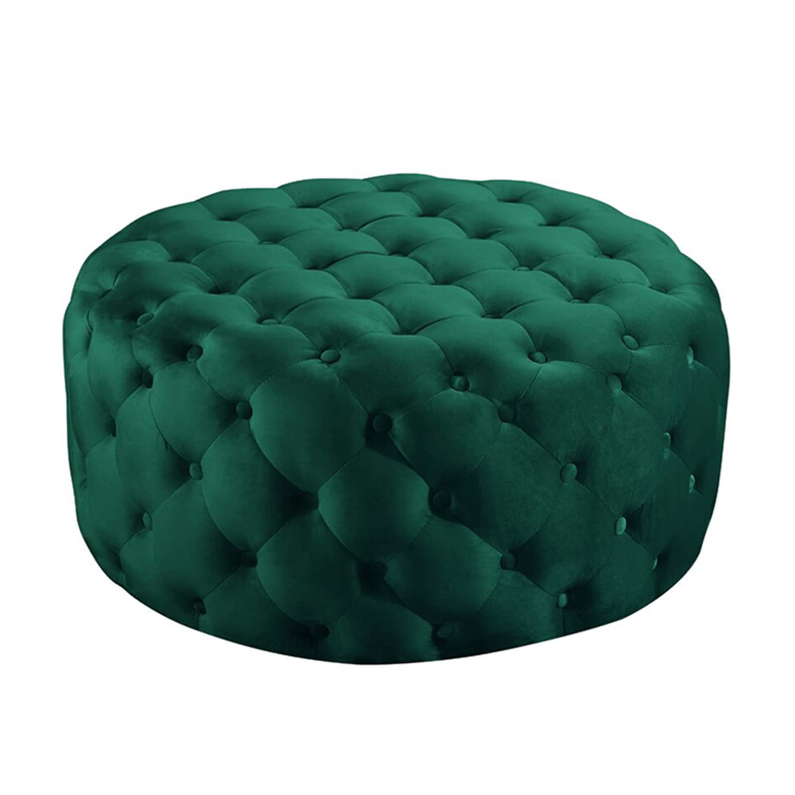 Tabouret ottoman rond en velours pour créer une ambiance chaleureuse dans l'entrée