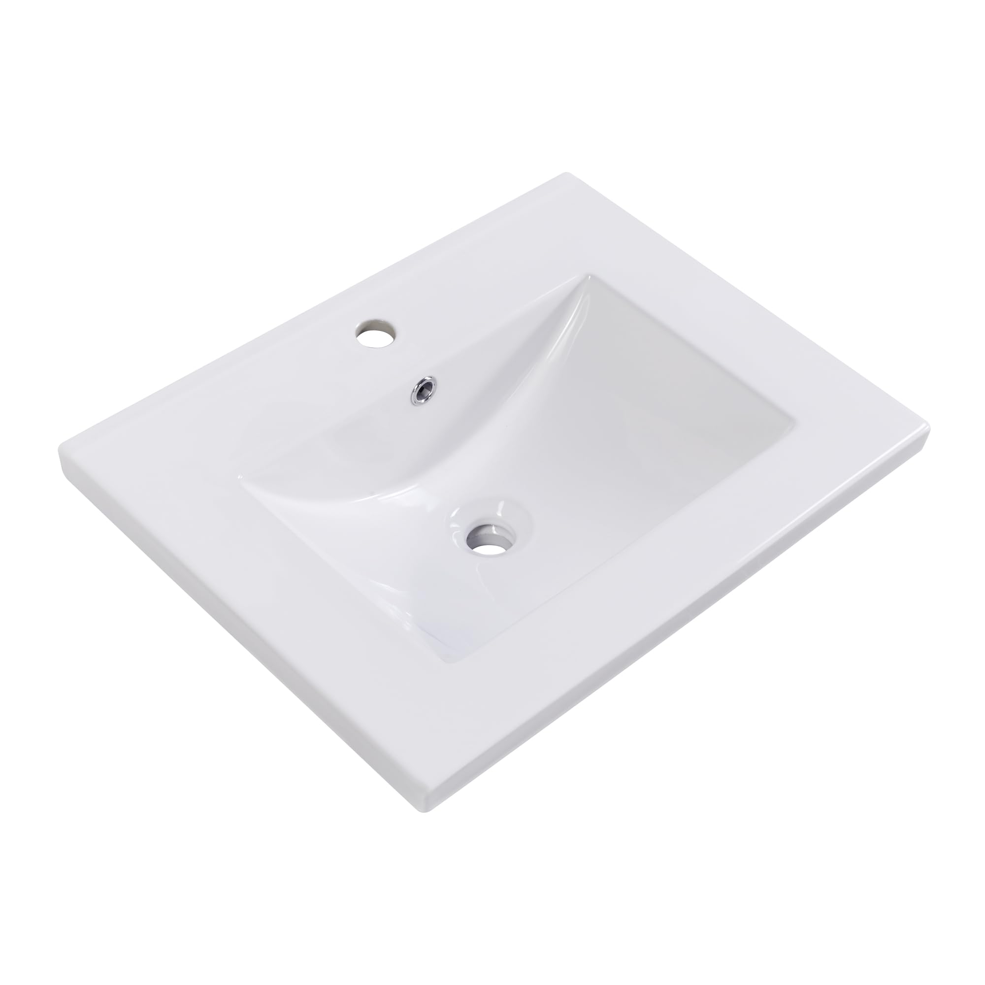 Mobile da bagno singolo con base 60 cm con lavabo in ceramica, grigio chiaro