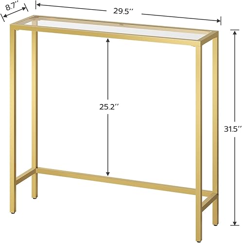 Miniatura 3 de HOOBRO Mesa consola estrecha de 29.5 pulgadas, mesa de entrada de vidrio templado, mesa moderna para sofá detrás del sofá, mesa auxiliar pequeña