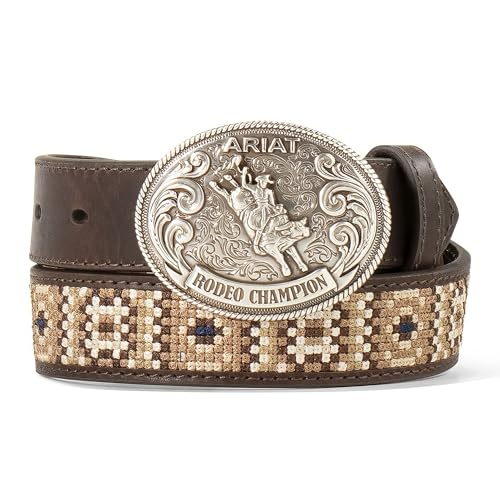 ARIAT Youth Boys Embroidered Rattlesnake Bullrider Trophy Belt, Brown, 28