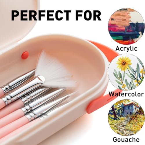 Image of THOOVI - HIMI - Gouache /Paint Mini Brushes Set 8 Pcs - Acrylic Oil Watercolor Face & Body Gouache Painting - Nice Gift - Art hobbyist,Adults(Pink)