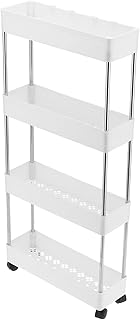 4-poziomowy, wąski wózek do przechowywania, półka na przyprawy kuchenne Ruchomy stojak do przechowywania w łazience do domowego biura do prania w łazience